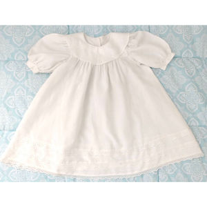 Vintage 60's First Communion Baptism White Dress Gown Girls Size 5 Linen/Cotton